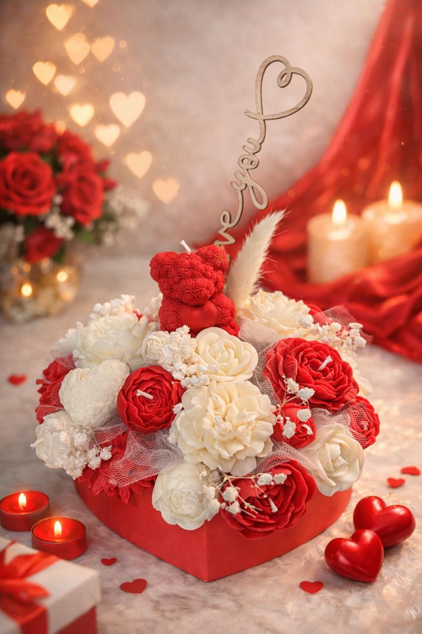 ❤️ Valentijn Kaarsenboeket – Handgemaakt & Uniek ❤️